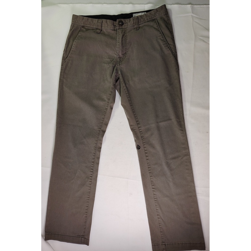 Volcom Frickin Modern Fit Chino Pants Mens 31 Brown Grey Repreve Skateboard